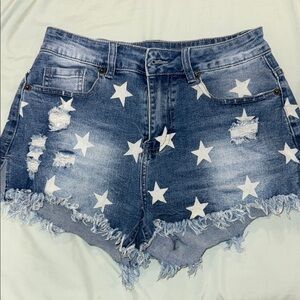 Denim Star Print Women's Shorts